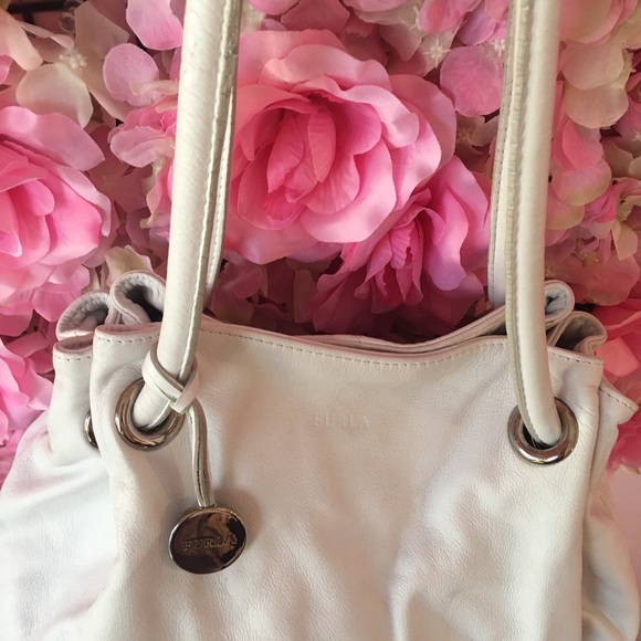 Furla hobo small tote genuine leather purse white - Picture 3 of 11
